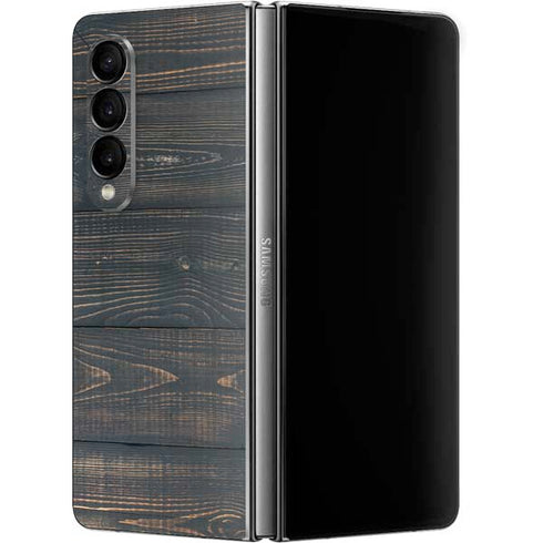 Black Painted Wood Galaxy Z Fold4 5G Skin